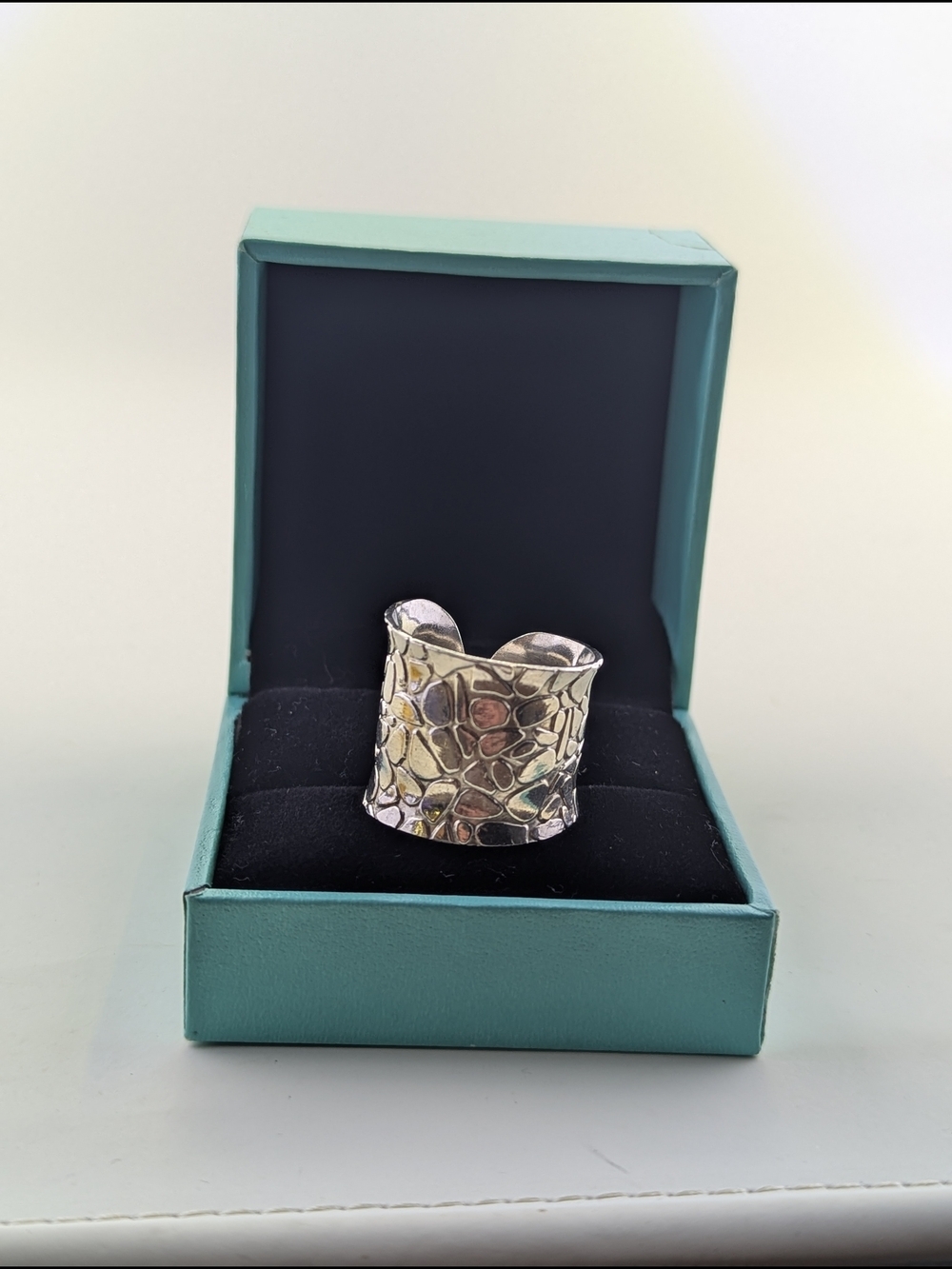 ✨ Sterling Silver Textured Statement Cigar Cuff Ring ✨